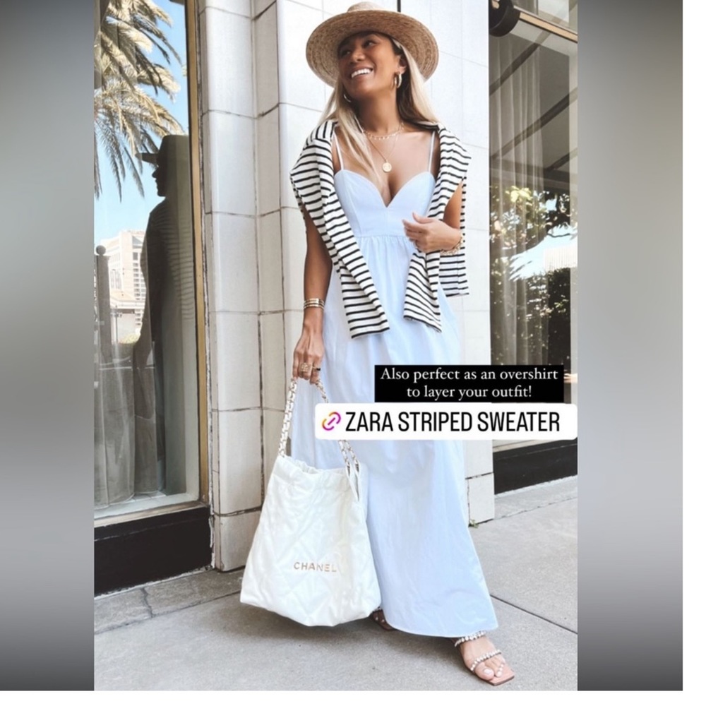 ZARA Sweetheart Plunge Neckline Corset Boned Voluminous Poplin Maxi Dress $89.90